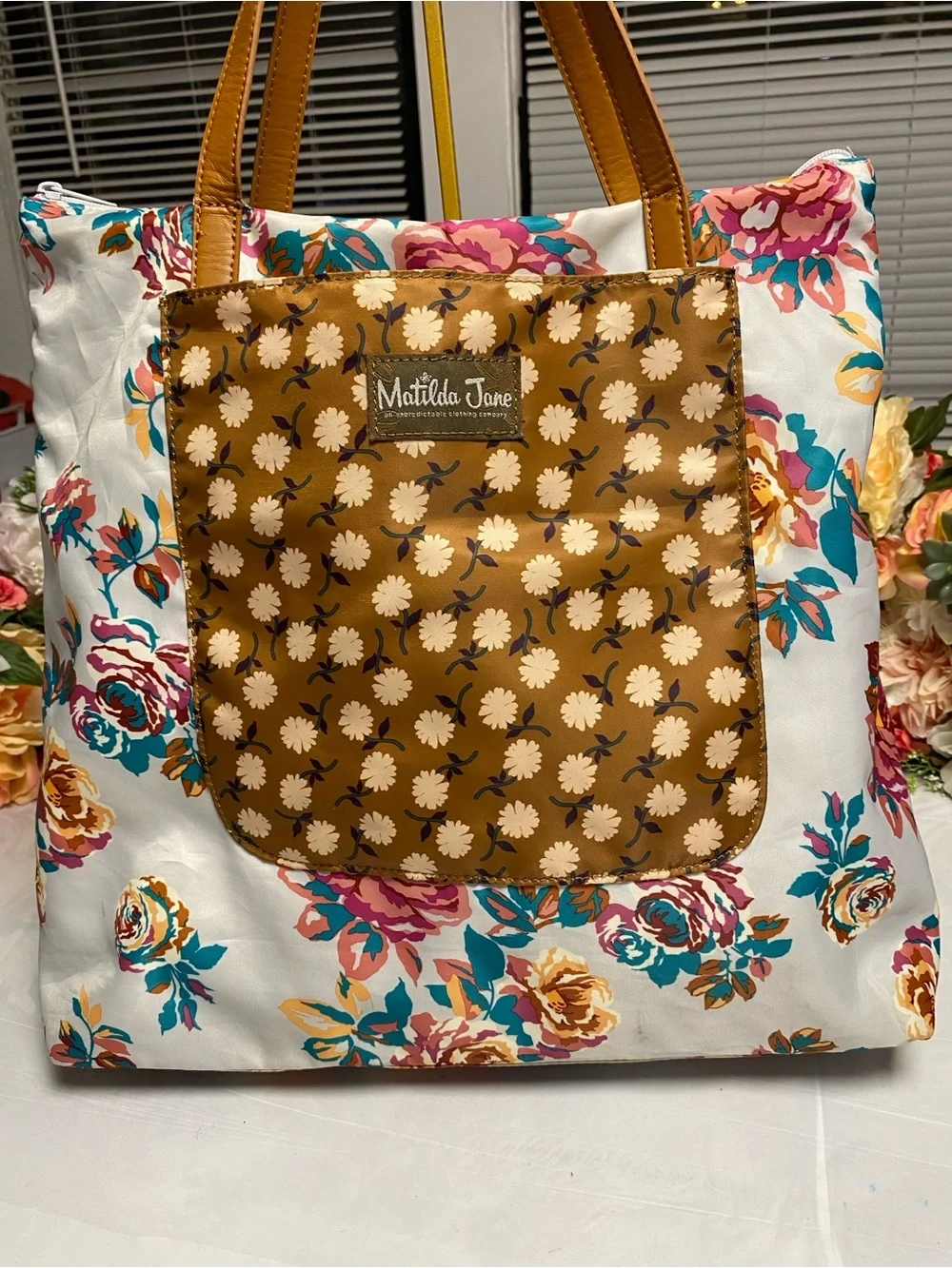 Matilda Jane Floral Oversized Zip Tote Shoulder Bag